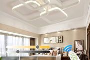LED Dimmable Ceiling Lights with Remote, Chandelier Ceiling Light with 4 Squares, Flush Mount Ceiling Lamp for Living Room Kitchen Office Bedroom Dining