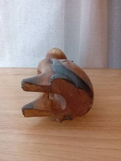 Hand Carved Wooden Cat Sculpture