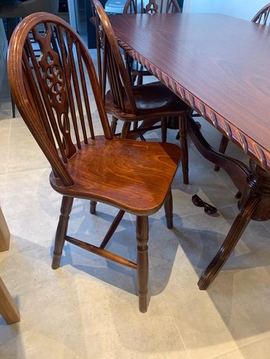 Mahogany dining table and six chairs