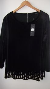 Halo Paris Black Velvet top size 18 - New with tags