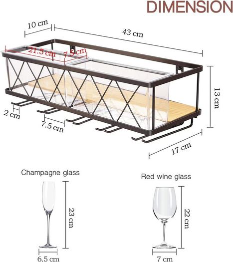 Wall Mounted Wine Rack,Metal & Wooden Wine Shelf With Glass Holder & Cork Storage,Champagne Bottle Holder,Hanging Rustic Wine Holder, Floating Wine Shelf For Kitchen, Home WK810228