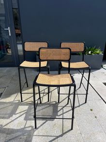 3 Jort Counter stools - wood and rattan