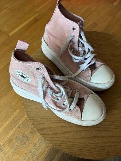 Dusty pink converse high tops