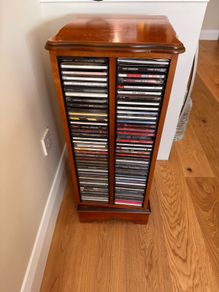 Wooden rotating CD tower, holds 160CDs
