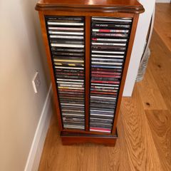 Wooden rotating CD tower, holds 160CDs