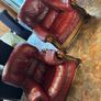 Solid Wood Leather 3 Piece Suite  Sofa & 2 Chairs Image 2
