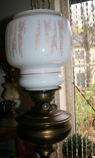 Vintage 1800s Oil Lamp Converted To Electric Oil Gwtw Table Lamp With Milk Glass Shade H-22"
