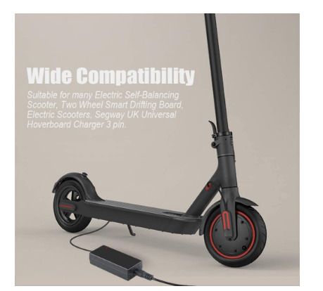 Scooter Charger 42V 2A AC Power Adapter Battery Charger for Electric Self-Balancing Scooter, Two Wheel Smart Drifting Board, Electric Scooters, Segway Hoverboard UK Universal Charger 3 pin
