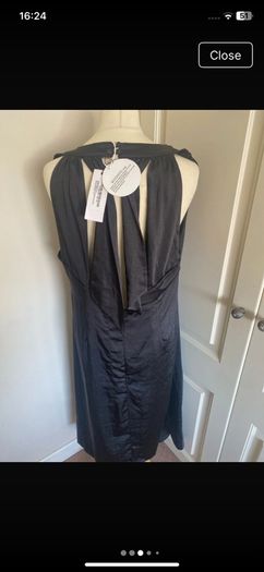 Boo hoo size 16 black lined halter neck dress