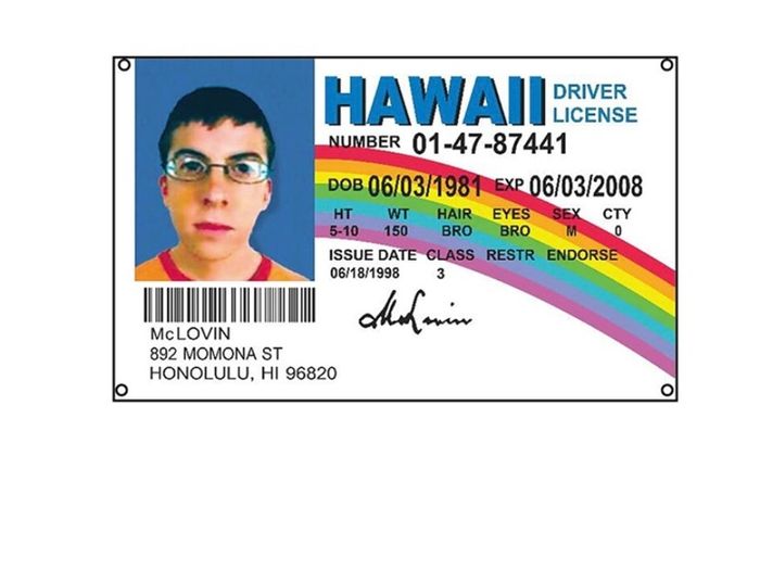 McLovin ID Flag HAWALL Driver License Flag 3 x 5FT(90 x 150cm) Pongee Polyester 90g with Four Brass Grommets  and Double Stitched (FREE POSTAGE)