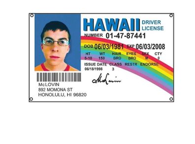McLovin ID Flag HAWALL Driver License Flag 3 x 5FT(90 x 150cm) Pongee Polyester 90g with Four Brass Grommets  and Double Stitched (FREE POSTAGE)