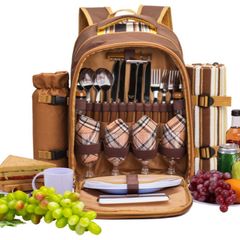 Picnic Backpack Cool Bag with Crockery Set & Blanket
