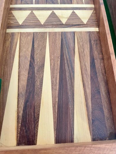 Vintage Marquetry Inlaid Folding Wooden Chess Board Chess Pieces Dice and Counters