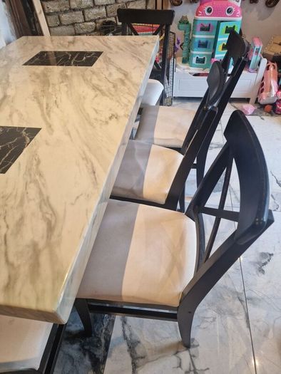 marble table and 6 chairs