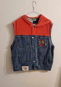 Vintage Denim Gilet with hood.