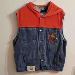 Vintage Denim Gilet with hood.