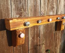 Rustic Oak stove mantle / shelf / coat rack