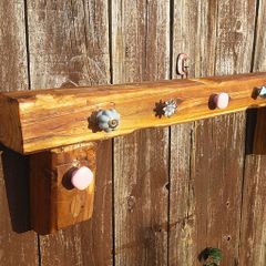 Rustic Oak stove mantle / shelf / coat rack