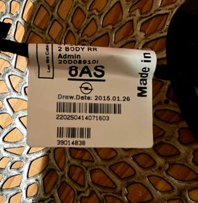 Opel Astra K estate OEM Rear Bumper Wiring Harness 39014838