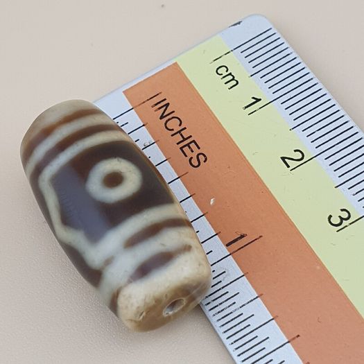 Vintage 3 Eyes Himalayan Tibetan Agate Dzi Bead Amulet
