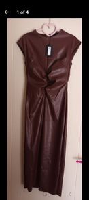 River Island chocolate brown faux leather dress