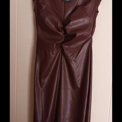 River Island chocolate brown faux leather dress