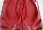 Red cork wedge leather sling back Dunnes size 4.