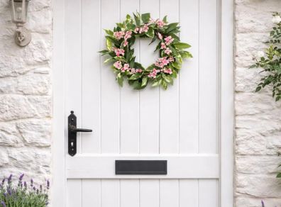 Handmade Spring Door Wreath | Pink Faux Cherry Blossom