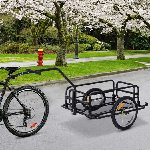 Bike Cargo Trailer Bicycle Cargo Storage Cart w/ Hitch Cycling Camping Luggage Storage Carrier Transport Steel