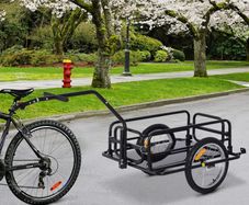 Bike Cargo Trailer Bicycle Cargo Storage Cart w/ Hitch Cycling Camping Luggage Storage Carrier Transport Steel