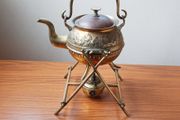Vintage Brass Spirit Kettle on a stand  Height 31cm