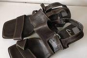 Clarks Dark Brown Leather Square Toe Sandals - Size 6 (UK 6)