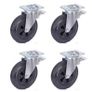 Heavy duty 200mm Castors Black Rubber with swivel brake set Image 3