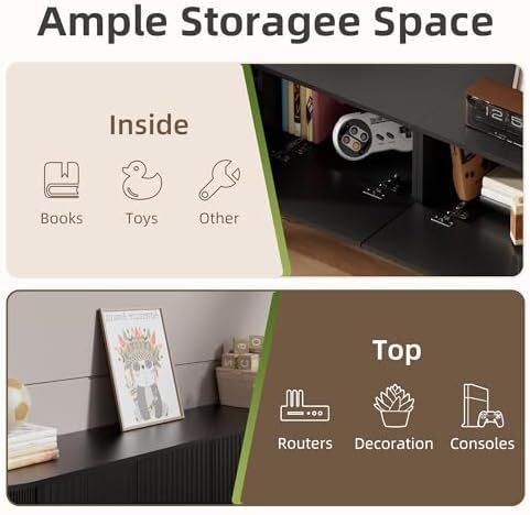 Floating TV Stand Unit with RGB LED Light - 180CM Wall Mounted TV Cabinet with Upgraded Storage & Rounded Edges, Modern TV Media Console for 65-75 Inch TVs
