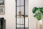 Interior Door Black 76x201.5 cm Tempered Glass&amp;Aluminium
