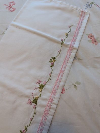 Hand-Embroidered Moses Basket Sheet  Traditional Madeira Embroidery 100% Cotton