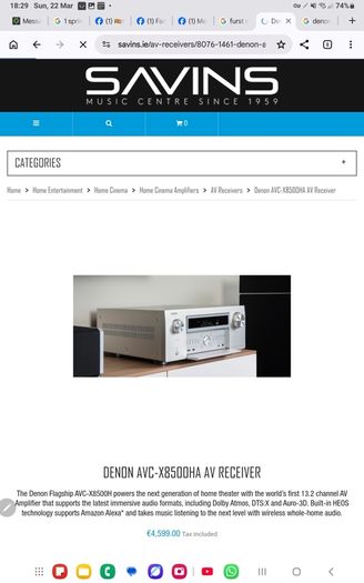 FLAGSHIP DENON  Denon AVC-X8500HA The World's first 13.2 Channel 210w of power 8K This Has Everything As new Boxed still under warranty 4500 New