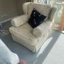 3 and2 seater sofa and armchair. Great condition. Removable cushion covers. Light cream damask material Image 3