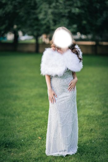 Ball Dress with ostrich feather cloak size S.
