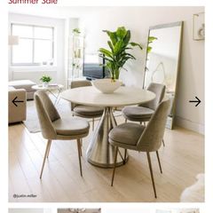 West Elm marble dining table and chairs