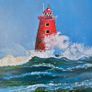Storm Bram at Poolbeg Lighthouse | Oil Painting on canvas Image 5