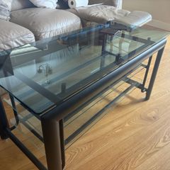 3 tier glass coffee table