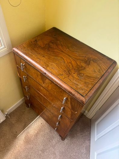 Vintage Art Deco Style Tallboy / 5-Drawer Chest
