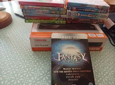 Brand New Sealed Toshiba DVD Player + 15 Kids Movies Bundle