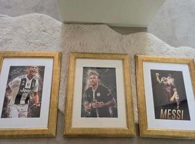 Football wall framed posters Ronaldo Neymar Messi