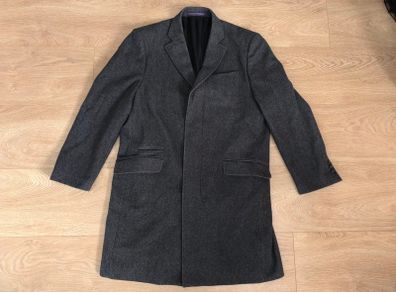 Jeff Banks London Wool Rich Overcoat Grey Mens Large L Smart Formal Winter Coat