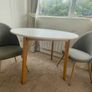 IKEA VEDBO dining table and chairs for two. White/birch/Gunnared medium grey Image 2