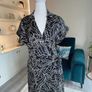 Ladies Short-sleeved Black and White Wrap Shirt Dress from Mango Image 6