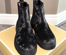 Calvin Klein Jeans UK 5 Black Metallic Shimmer Chelsea Ankle Boots Antonella