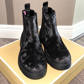 Calvin Klein Jeans UK 5 Black Metallic Shimmer Chelsea Ankle Boots Antonella
